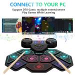 Electronic Drum Set - YUOIOYU Electric Drum Set Roll Up Portable Drum Kit MIDI Practice Drum Pad with Dual Built-in Speaker, Drum Sticks and Pedals, Christmas Birthday Gift for Kids Adult