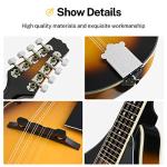 Donner A Style Mandolin Instrument Sunburst Beginner Adult Acoustic Mandolin Musical Instrument Mahogany 8 String, Bundle With Tuner String Bag Guitar Picks,DML-1