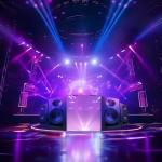 Portable DJ Facade Table Station, 44"x41"x21" DJ Event Booth Facade with Black & White Scrim, Metal Foldable Frame DJ Stand with Carrying Bag