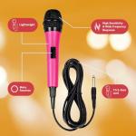 Singing Machine Wired Microphone for Karaoke, (Pink) - Unidirectional Dynamic Vocal Microphone - Plug-In Microphone for Karaoke Machine, AMP, & Speaker - Mic for Singing, Public Speaking, & Parties