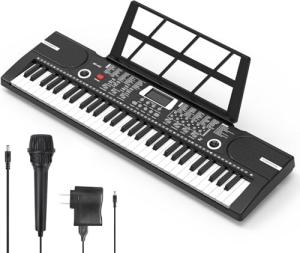 61 keys keyboard piano, Electronic Digital Piano with Built-In Speaker Microphone, Sheet Stand and Power Supply, Portable piano Keyboard Gift Teaching for Beginners
