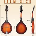 Mandolin Musical Instrument A Style, Acoustic Mandolins Instrument Kit Italian 8 String for Professional Beginners Adults Teens Youth Kids (A Style Acoustic Brown Sunset, 8 String)