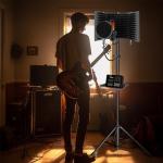 Professional Studio Recording Microphone Isolation Shield, Pop Filter,High density absorbent foam is used to filter vocal. Suitable for Blue Yeti and other condenser microphones (AO-504 With Stand)