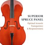 Cecilio 4/4 Full Size Cello, Beginner Cello 4/4, Acoustic Cello Set with Portable Bag, Bow, Rosin, Stand, String Musical Instruments for School Orchestras, Performances