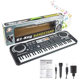 61 Key Piano Keyboard, Electronic Digital Piano for Kids Beginner with Microphone, 16 Tones, 6 Demos, 10 Rhythms, Recording, Keyboard Piano for Boys and Girls’ Christmas/Birthday Gift