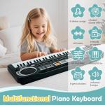 61 Key Piano Keyboard, Electronic Digital Piano for Kids Beginner with Microphone, 16 Tones, 6 Demos, 10 Rhythms, Recording, Keyboard Piano for Boys and Girls’ Christmas/Birthday Gift