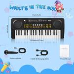 Upgraded Kids Piano Keyboard – 37 Keys Toddler Keyboard with Microphone Learning Instrument Musical Toys for 3 4 5 6 Boys Girls Birthday Gift, Black