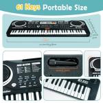 61 Key Piano Keyboard, Electronic Digital Piano for Kids Beginner with Microphone, 16 Tones, 6 Demos, 10 Rhythms, Recording, Keyboard Piano for Boys and Girls’ Christmas/Birthday Gift