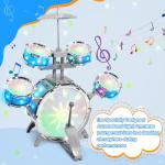 LeeQee Drum Set for Kids 1-3, Jazz Drumset for Toddler 3-5 Vibrant Aurora Light with 5 Pcs High Drums, Musical Instruments Toy for Age 5-7 Year Old Boys Girls