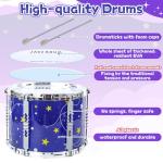 Upgraded Kids Drum Set for Toddlers 1-3, Kids Jazz Drum Ages 3-5, Star Light up Musical Instrument Toys for Boys Girls 2-5 4-6 5-7 ( All Plastic)