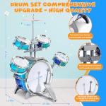 LeeQee Drum Set for Kids 1-3, Jazz Drumset for Toddler 3-5 Vibrant Aurora Light with 5 Pcs High Drums, Musical Instruments Toy for Age 5-7 Year Old Boys Girls