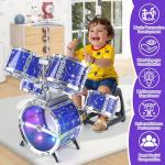 Upgraded Kids Drum Set for Toddlers 1-3, Kids Jazz Drum Ages 3-5, Star Light up Musical Instrument Toys for Boys Girls 2-5 4-6 5-7 ( All Plastic)