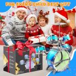 LeeQee Drum Set for Kids 1-3, Jazz Drumset for Toddler 3-5 Vibrant Aurora Light with 5 Pcs High Drums, Musical Instruments Toy for Age 5-7 Year Old Boys Girls