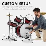 Best Choice Products 5-Piece Full Size Complete Adult Drum Set w/Cymbal Stands, Stool, Drum Pedal, Sticks, Floor Tom - Dark Cherry Sunburst