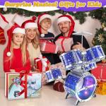 Upgraded Kids Drum Set for Toddlers 1-3, Kids Jazz Drum Ages 3-5, Star Light up Musical Instrument Toys for Boys Girls 2-5 4-6 5-7 ( All Plastic)