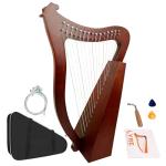VixxNoxx Lyre Harp, 23 Inches 15-String Zelkova Lyra Harp Kit, Stringed Musical Instruments with Tuning Wrench Gig Bag Instructions Extra Strings for Beginners Adults