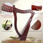 VixxNoxx Lyre Harp, 23 Inches 15-String Zelkova Lyra Harp Kit, Stringed Musical Instruments with Tuning Wrench Gig Bag Instructions Extra Strings for Beginners Adults