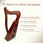 VixxNoxx Lyre Harp, 23 Inches 15-String Zelkova Lyra Harp Kit, Stringed Musical Instruments with Tuning Wrench Gig Bag Instructions Extra Strings for Beginners Adults