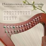 VixxNoxx Lyre Harp, 23 Inches 15-String Zelkova Lyra Harp Kit, Stringed Musical Instruments with Tuning Wrench Gig Bag Instructions Extra Strings for Beginners Adults