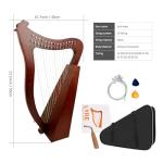 VixxNoxx Lyre Harp, 23 Inches 15-String Zelkova Lyra Harp Kit, Stringed Musical Instruments with Tuning Wrench Gig Bag Instructions Extra Strings for Beginners Adults
