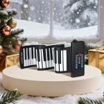 POGOLAB 61 Keys Roll Up Keyboard Piano, Portable Electric Foldable Piano with LED Display, Rechargeable & USB-MIDI Output, Built-in 15 Demos, 128 Tons, 128 Rhythms, Music Gift for Beginners