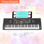 Keyboard Piano 61 Key Music Electric Piano For Kids Beginner W/Dual Speaker Microphone Portable Digital Piano Birthday Christmas Gifts
