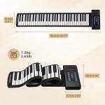 POGOLAB 61 Keys Roll Up Keyboard Piano, Portable Electric Foldable Piano with LED Display, Rechargeable & USB-MIDI Output, Built-in 15 Demos, 128 Tons, 128 Rhythms, Music Gift for Beginners