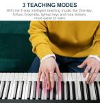 61 Key Portable Electronic Keyboard Piano w/Lighted Full Size Keys, LCD, Headphones, X-Stand, Stool, Music Rest, Microphone, Note Stickers, Built-In Speakers,3 Teaching Modes