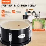 VEVOR Kids Drum Set, 5 Piece 16in Beginner Youth Full Drum Set with Bass Toms Snare Floor Drum Adjustable Throne Cymbal Hi-Hat Pedal and Two Pairs of Drumsticks, Starter Drum Kit for Child Kids, Black