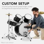 Best Choice Products 5-Piece Full Size Complete Adult Drum Set w/Cymbal Stands, Stool, Drum Pedal, Sticks, Floor Tom - Silver Sparkle