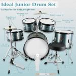 EASTROCK Drum Set, 5 Piece 16" Junior Drum Sets, Youth,Drummer, Beginner Drum Set for 7-12 Years Old with Throne,Cymbal,Pedal,Drumsticks（Gray）