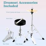 EASTROCK Drum Set, 5 Piece 16" Junior Drum Sets, Youth,Drummer, Beginner Drum Set for 7-12 Years Old with Throne,Cymbal,Pedal,Drumsticks（Gray）