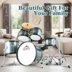 EASTROCK Drum Set, 5 Piece 16" Junior Drum Sets, Youth,Drummer, Beginner Drum Set for 7-12 Years Old with Throne,Cymbal,Pedal,Drumsticks（Gray）