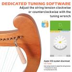 LOMUTY 19-String Lyre Harp with Tuning Wrench Harp Instruments, Lyre Harp is Good Choice for Music Lovers, Beginners and Friends