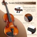 EMILOREY 3/4 Acoustic Violin Set with Case Bow Rosin Basswood Beginner Fiddle Kit Handmade Violin 4 String Musical Instrument for Adults Student Starter - Natural Color