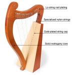 LOMUTY 19-String Lyre Harp with Tuning Wrench Harp Instruments, Lyre Harp is Good Choice for Music Lovers, Beginners and Friends