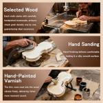 EMILOREY 3/4 Acoustic Violin Set with Case Bow Rosin Basswood Beginner Fiddle Kit Handmade Violin 4 String Musical Instrument for Adults Student Starter - Natural Color