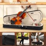 EMILOREY 3/4 Acoustic Violin Set with Case Bow Rosin Basswood Beginner Fiddle Kit Handmade Violin 4 String Musical Instrument for Adults Student Starter - Natural Color