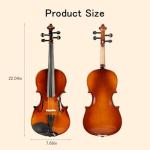 EMILOREY 3/4 Acoustic Violin Set with Case Bow Rosin Basswood Beginner Fiddle Kit Handmade Violin 4 String Musical Instrument for Adults Student Starter - Natural Color