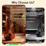 EMILOREY 3/4 Acoustic Violin Set with Case Bow Rosin Basswood Beginner Fiddle Kit Handmade Violin 4 String Musical Instrument for Adults Student Starter - Natural Color