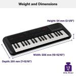 Yamaha 37-Mini Key Musical Keyboard Piano featuring Portable Design, 42 Instrument Voices, Phrase Recorder, Built-In Speakers, Battery Power, Black (PSS-A50)