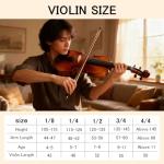 EMILOREY 3/4 Acoustic Violin Set with Case Bow Rosin Basswood Beginner Fiddle Kit Handmade Violin 4 String Musical Instrument for Adults Student Starter - Natural Color
