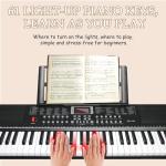 Keyboard Piano 61 Key Electric Piano Keyboard for Beginners/Professional, Full Size Light Up Music Keyboard Built-in Dual Speakers with LED Display, Stand, Music Stand, Microphone, Bench (Black A)