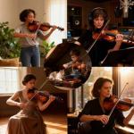 EMILOREY 3/4 Acoustic Violin Set with Case Bow Rosin Basswood Beginner Fiddle Kit Handmade Violin 4 String Musical Instrument for Adults Student Starter - Natural Color