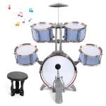 M SANMERSEN Kids Jazz Drum Set - 5 Drums with Stool - Rock Jazz Drum Kit - Musical Enlightenment Educational Toys Gift for Boys Girls