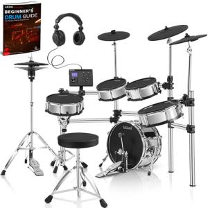 AKLOT Acoustic-Style Electric Drum Set: Independent 16’’ Wooden Bass Drum and 12’’ Snare, Triple-Zone Ride Cymbal, Standalone Hi-Hat, Full Mesh Pads, 460 Sounds, USB MIDI, Throne, Sticks (B-CORE543)