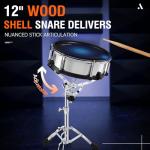 AKLOT Acoustic-Style Electric Drum Set: Independent 16’’ Wooden Bass Drum and 12’’ Snare, Triple-Zone Ride Cymbal, Standalone Hi-Hat, Full Mesh Pads, 460 Sounds, USB MIDI, Throne, Sticks (B-CORE543)