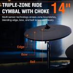 AKLOT Acoustic-Style Electric Drum Set: Independent 16’’ Wooden Bass Drum and 12’’ Snare, Triple-Zone Ride Cymbal, Standalone Hi-Hat, Full Mesh Pads, 460 Sounds, USB MIDI, Throne, Sticks (B-CORE543)