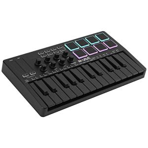 M-VAVE 25 Key USB MIDI Keyboard Controller With 8 Backlit Drum Pads, Bluetooth Semi Weighted Professional dynamic keybed 8 Knobs and Music Production,Software Included (Black)