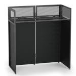 YooKoo Foldable DJ Booth for Tool-Free Assembly, DJ Table with White & Black Scrims, Metal Frame DJ Facade, DJ Stand with Cable Hole and Carry Bag, for Parties & Events & Small Studios